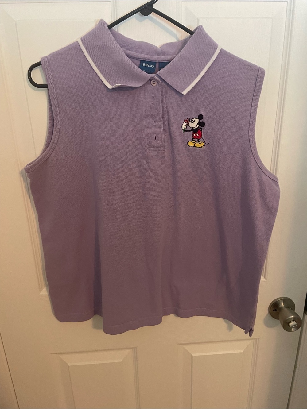 Disney Lavender Sleeveless Polo with Embroidered Mickey Mouse